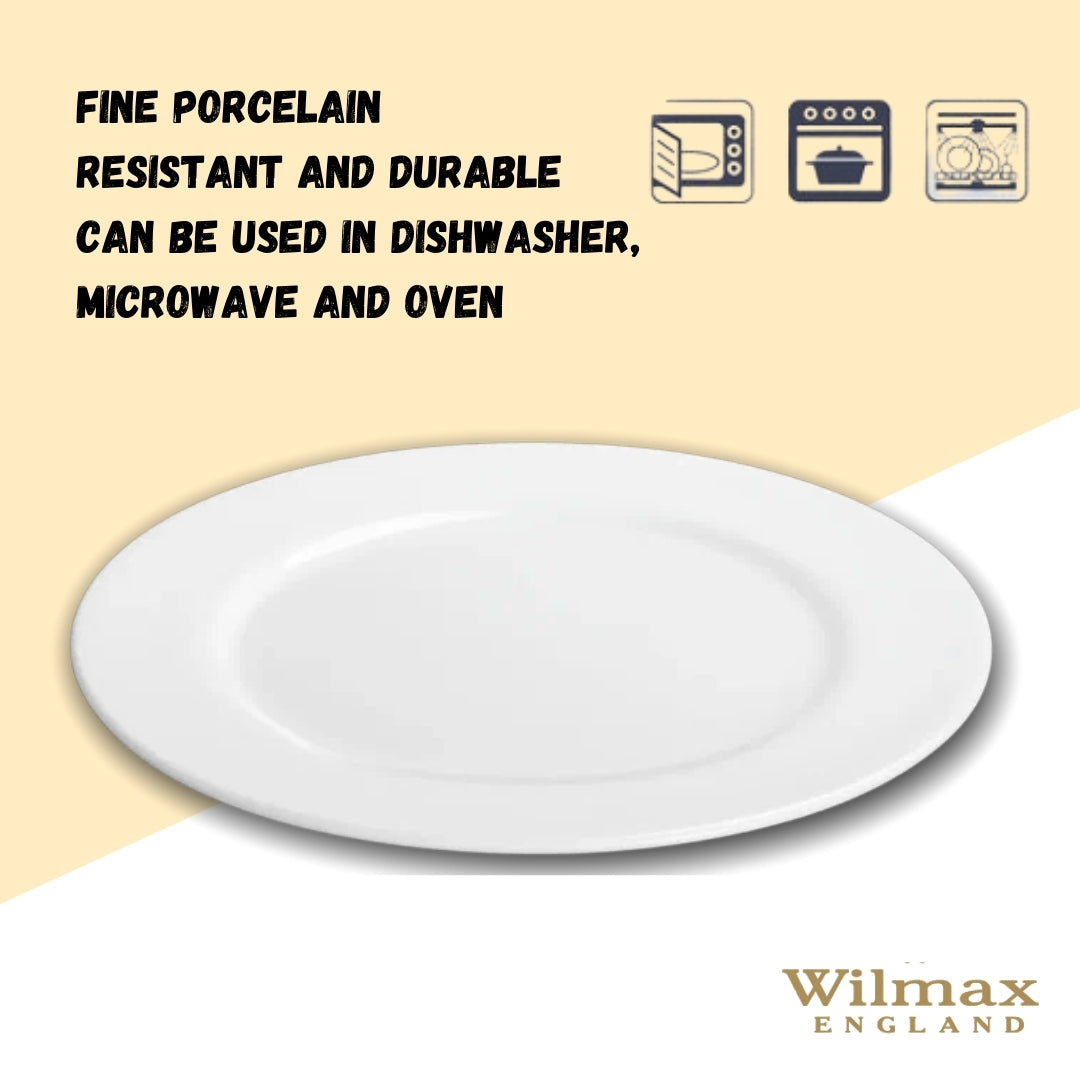 Wilmax Porcelain Dinner Plate, 25.5 cm, White – WL-991180/A
