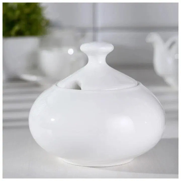 Wilmax Zuckerdose mit Deckel 550 ml Weiß Porzellan WL-995030/A