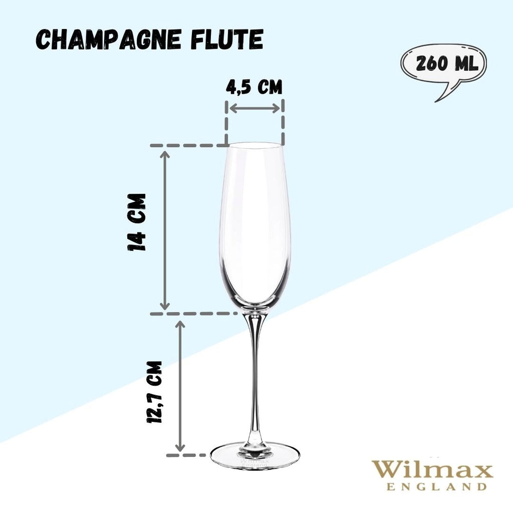 Wilmax Champagnerflöte 260 ml Kristallglas Transparent 2er Set WL-888048/2C