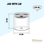 Wilmax Vorratsglas 600 ml mit Edelstahl Deckel Transparent WL-888512/A