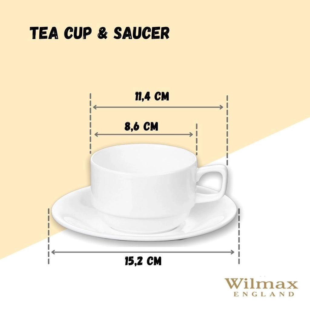 Wilmax Teetasse mit Untertasse 220 ml Weiß Porzellan WL-993008/AB