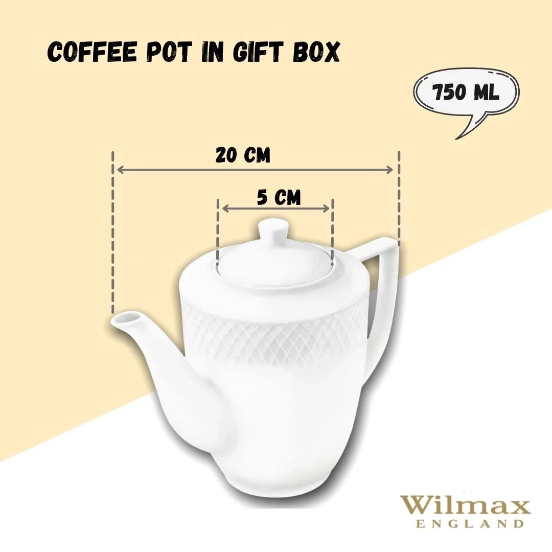 Wilmax Kaffee- und Teekanne mit integriertem Ausgusssieb mit integriertem Ausgusssieb 750 ml Weiß aus Porzellan
