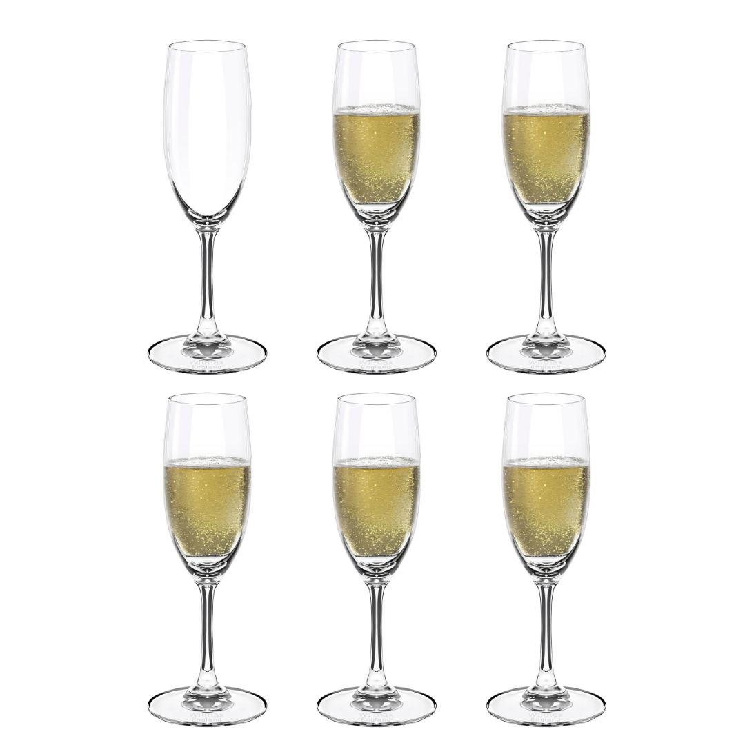 Wilmax Champagnerflöte 230 ml Kristallglas Transparent 6er Set WL-888027/6A