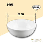 Wilmax Schale 20 cm 1700 ml Weiß aus Porzellan