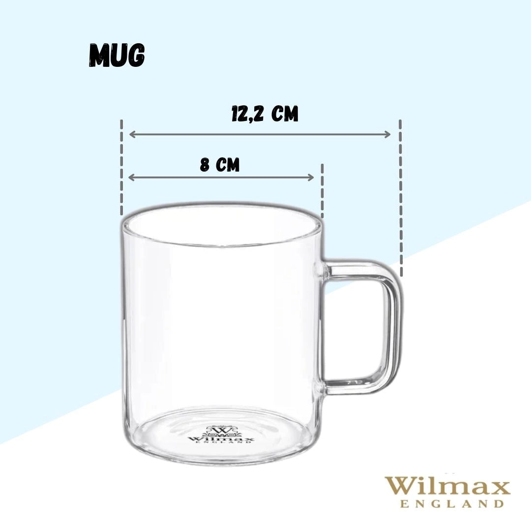 Wilmax Borosilikatglas-Kaffeetassen Set 6er-Pack, 400 ml – WL-888607/A6