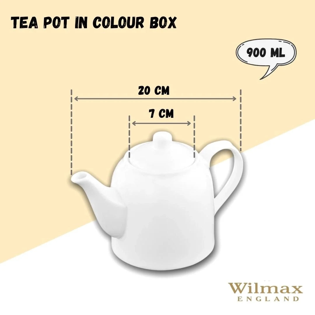 Wilmax Kaffee- und Teekanne mit integriertem Ausgusssieb 900 ml Weiß aus Porzellan
