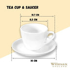 Wilmax Tasse mit Untertasse 190 ml Weiß aus Porzellan