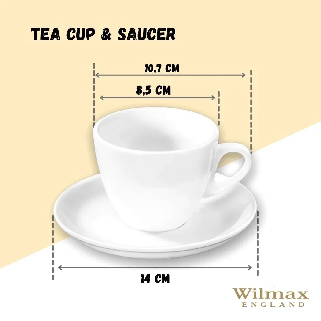 Wilmax Tasse mit Untertasse 190 ml Weiß aus Porzellan