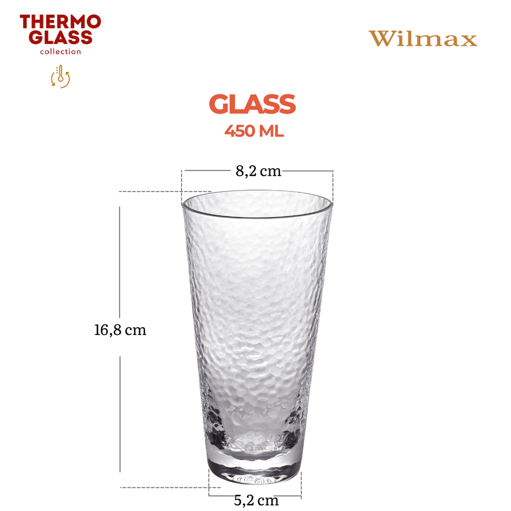 Wilmax Hammered Tumbler 450 ml Borosilikatglas Transparent WL-888630/A