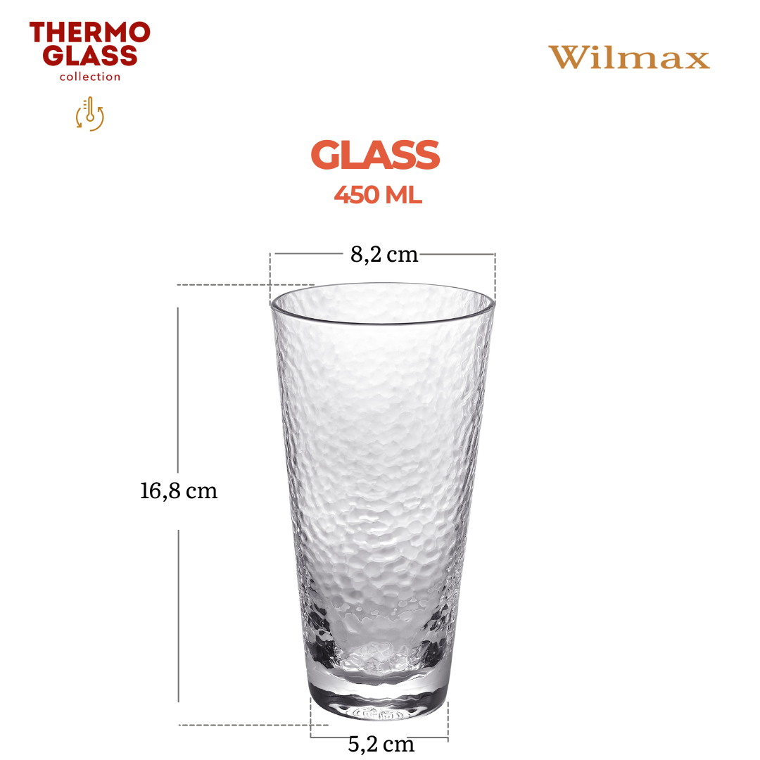 Wilmax Hammered Tumbler 450 ml Borosilikatglas Transparent WL-888630/A
