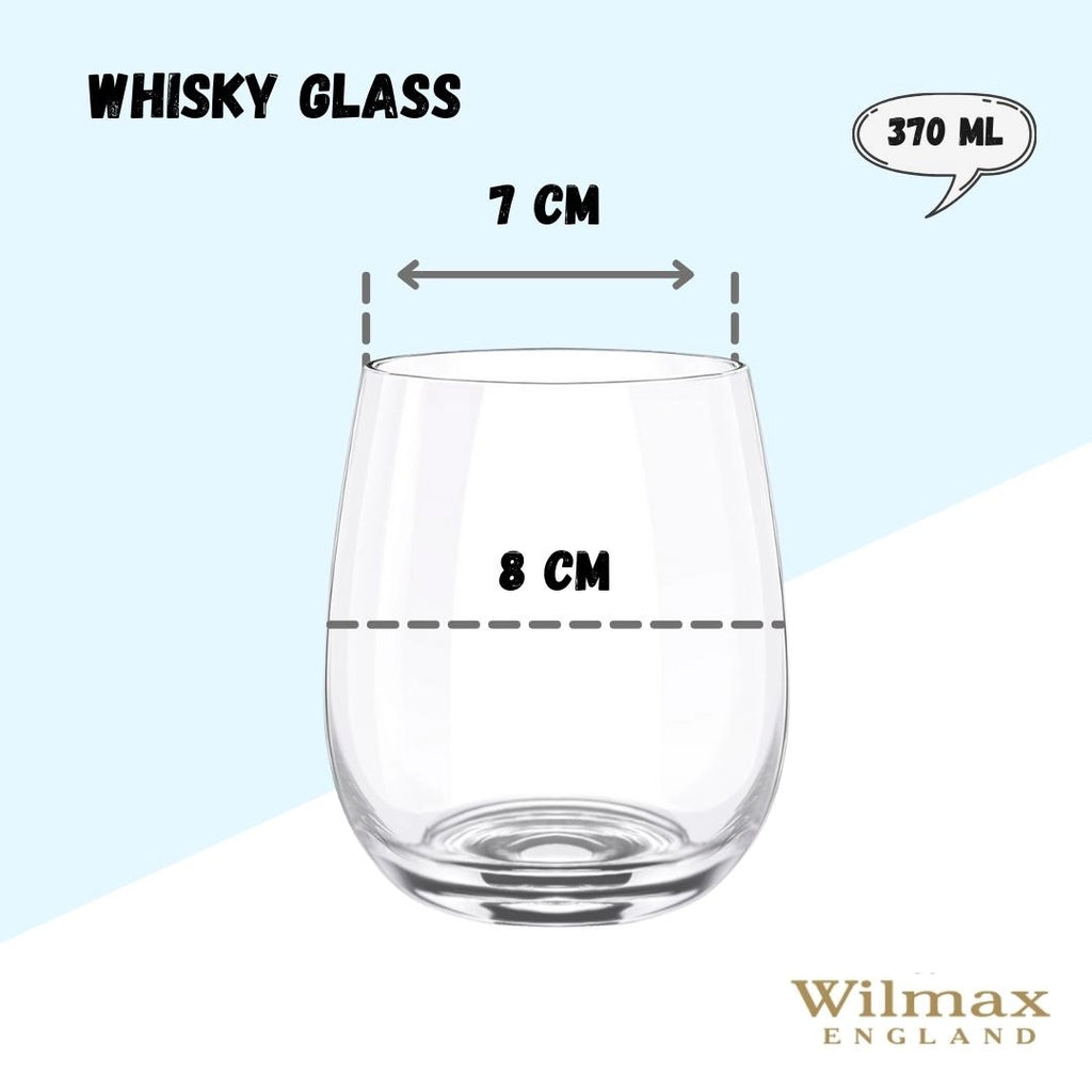 Wilmax Whiskyglas 370 ml Kristallglas Transparent 6er Set WL-888021/6A