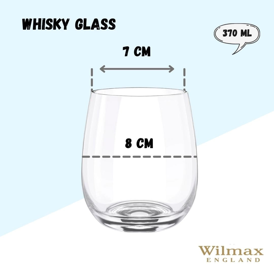 Wilmax Whiskyglas 370 ml Kristallglas Transparent 6er Set WL-888021/6A