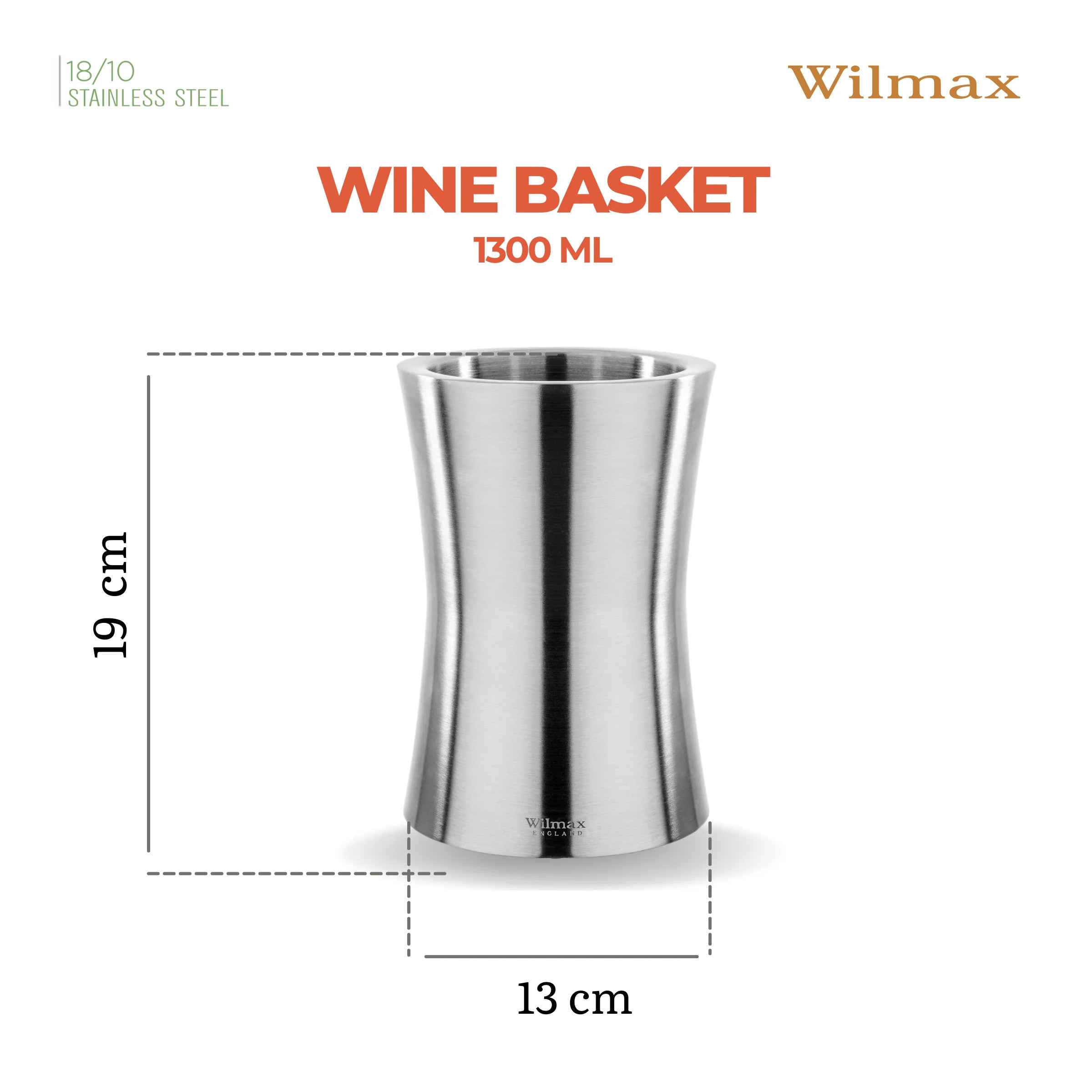 Wilmax Weinkühler 1300 ml Silber aus Edelstahl