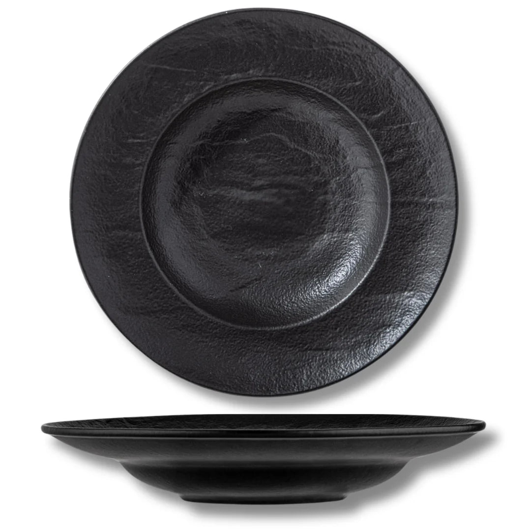 Wilmax Tiefer Teller 25,5 cm 350 ml Schwarz aus Porzellan