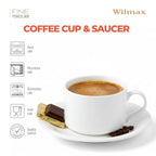 Wilmax Tasse mit Untertassen 160 ml 2er-Set Weiß aus Porzellan