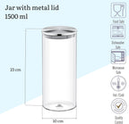 Wilmax Vorratsglas 1500 ml mit Edelstahldeckel 2er-Set Transparent
