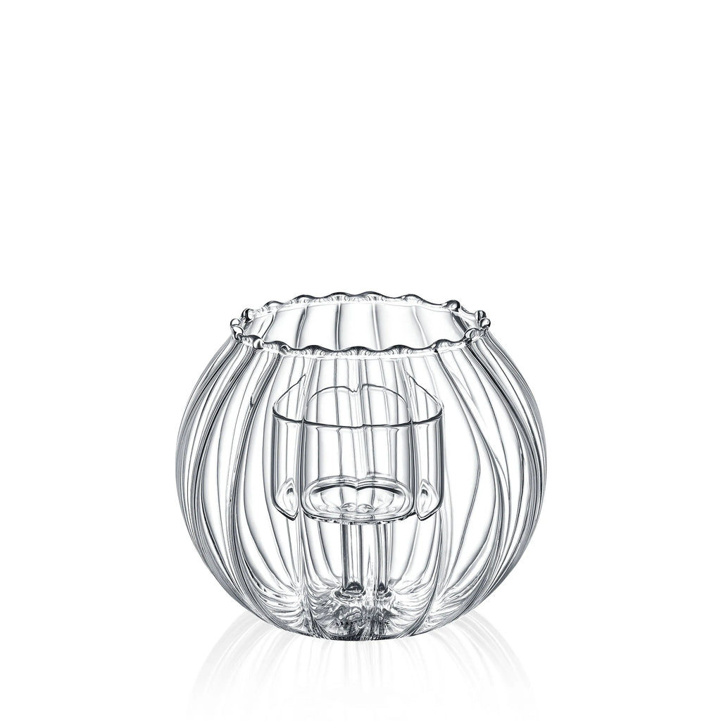 Wilmax Teelichthalter für 1 Teelicht 12 × 10 cm Transparent aus Glas