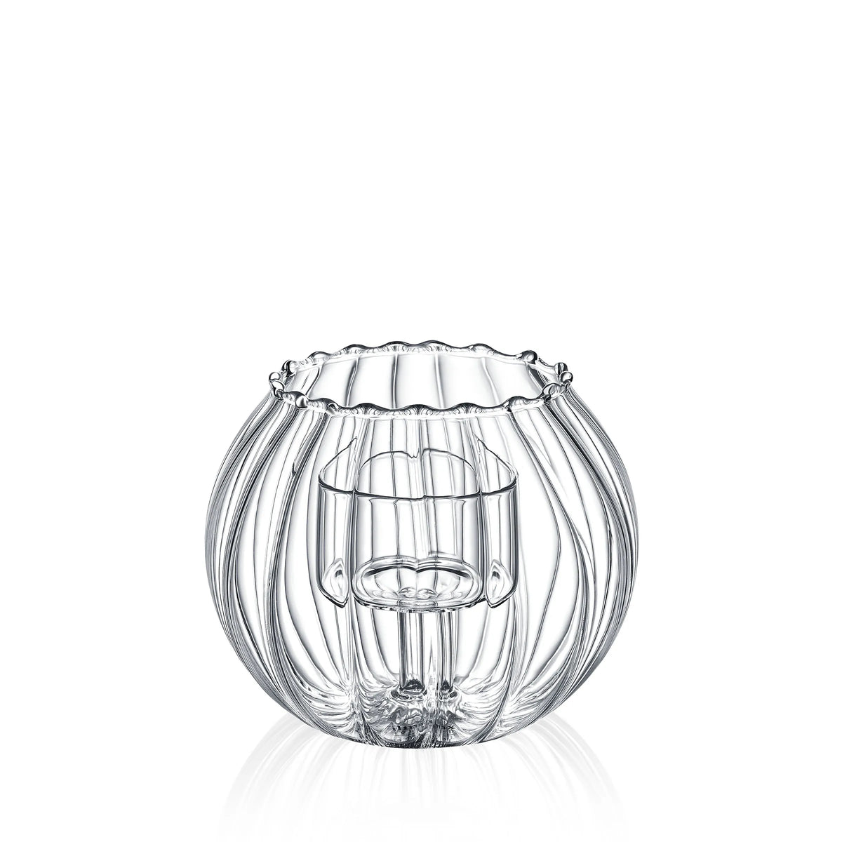 Wilmax Teelichthalter für 1 Teelicht 12 × 10 cm Transparent aus Glas