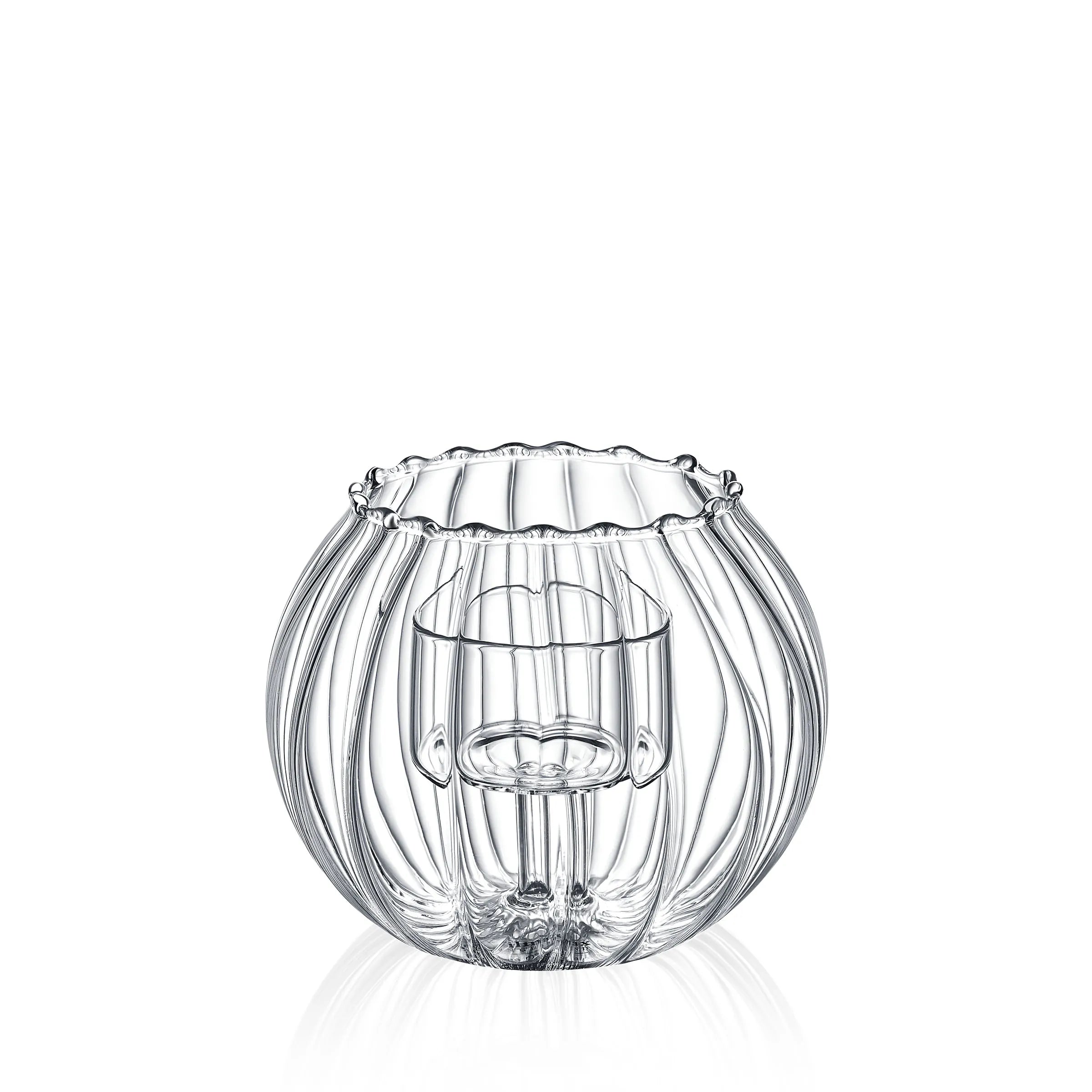 Wilmax Teelichthalter für 1 Teelicht 12 × 10 cm Transparent aus Glas