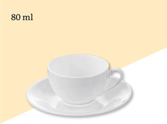 Wilmax Porzellan Kaffeetasse mit Untertasse 6-teilig Set 80 ml Weiß WL-993187/AB6