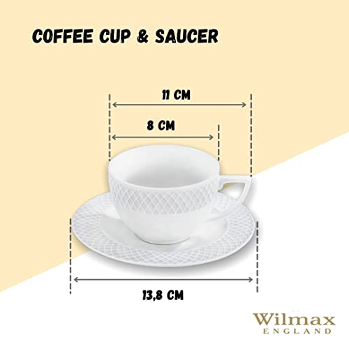 Wilmax WL-880106/AB Porzellan Cappuccino-Tasse und Untertassen-Set, Weiss, 170mL Kapazität