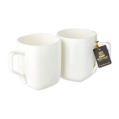 Wilmax | Teetassen & Kaffeetassen 2er Set | Kaffeebecher Porzellan | Becherset | Tasse für Tee, Kaffee, Cappuccino | Porzellantassen mit Griffen | Für Büro und Zuhause | Weiß | Geschenkset | 470 ml