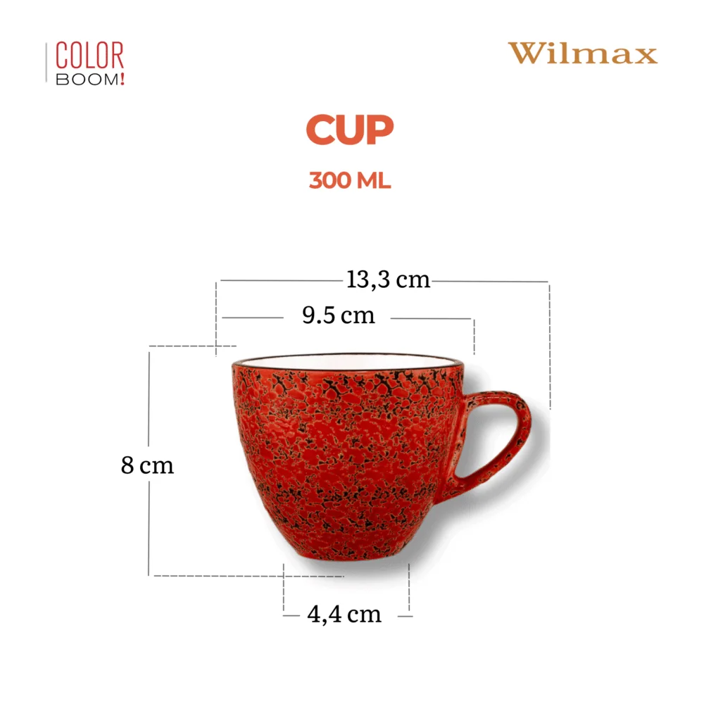Wilmax Tasse 300 ml Rot aus Porzellan