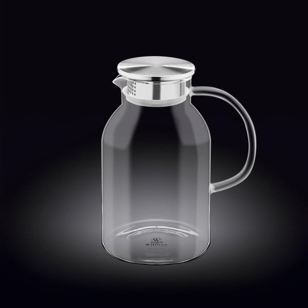 Wilmax Krug 2100 ml Thermoglas mit Edelstahl Deckel Transparent WL-888214/A