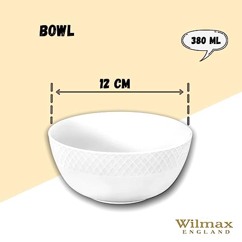 Wilmax WL-880113/2C Porzellan Schüssel, Weiss, 12cm Durchmesser, 380mL Kapazität, 2 Stück