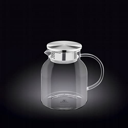 Wilmax WL-888213/A Borosilikatglas Krug mit Edelstahldeckel, 1000mL Kapazität