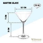 Wilmax Martinigläser 270 ml Kristallglas 6er Set Transparent WL-888030/6A