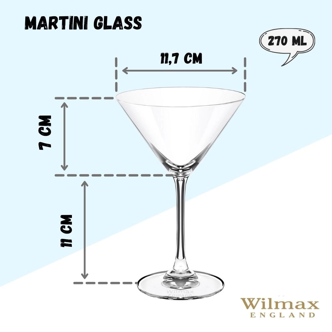 Wilmax Martinigläser 270 ml Kristallglas 6er Set Transparent WL-888030/6A