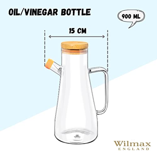 Wilmax WL-888958/A Borosilikatglas Ölflasche mit Bambusdeckel, 900mL Kapazität