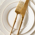 Wilmax Brotteller 15 cm 6er-Set Weiß mit Goldrand aus Porzellan