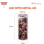 Wilmax Vorratsglas 1600 ml mit Edelstahl Deckel Transparent WL-888518/A