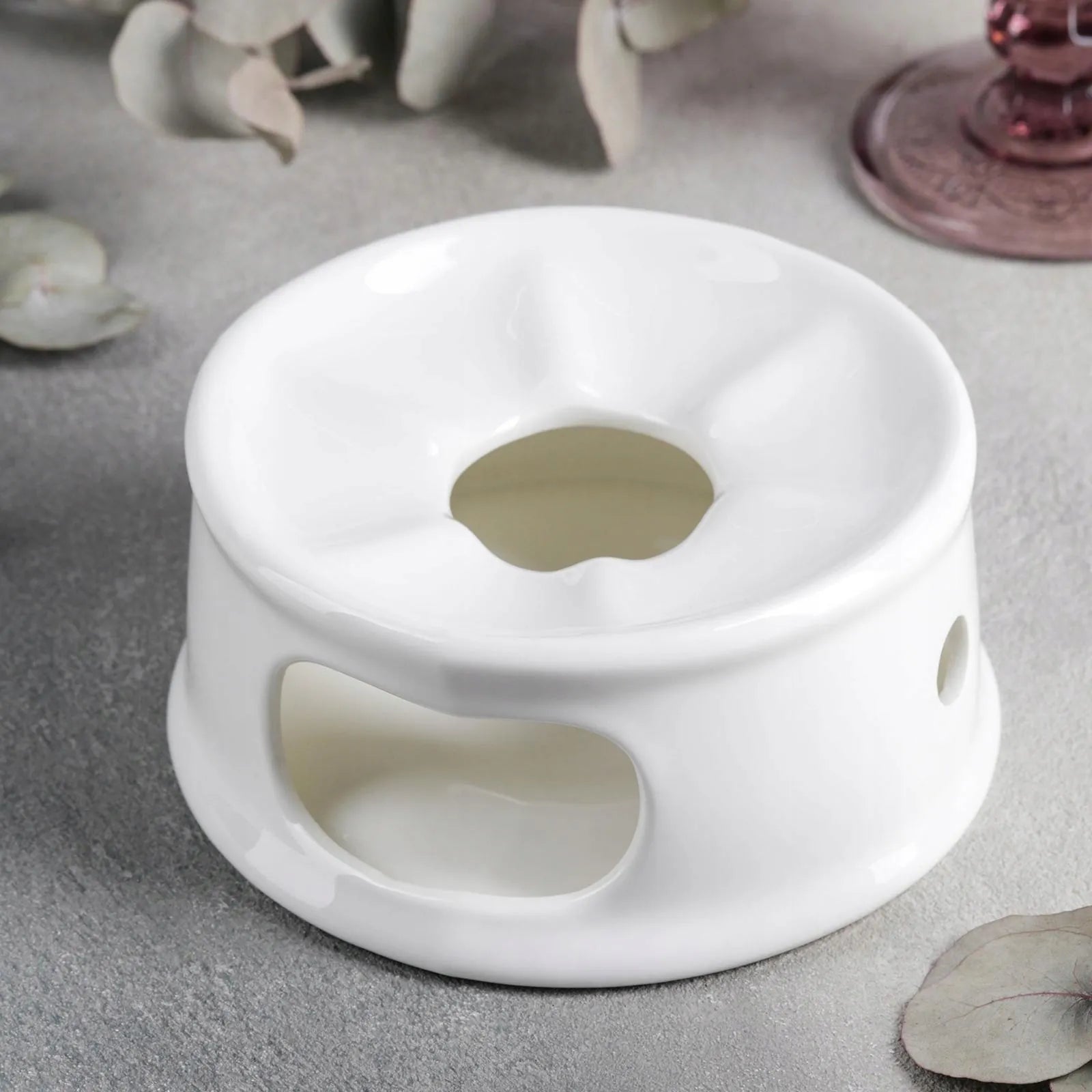 Wilmax Stövchen 13 cm Weiß aus Porzellan