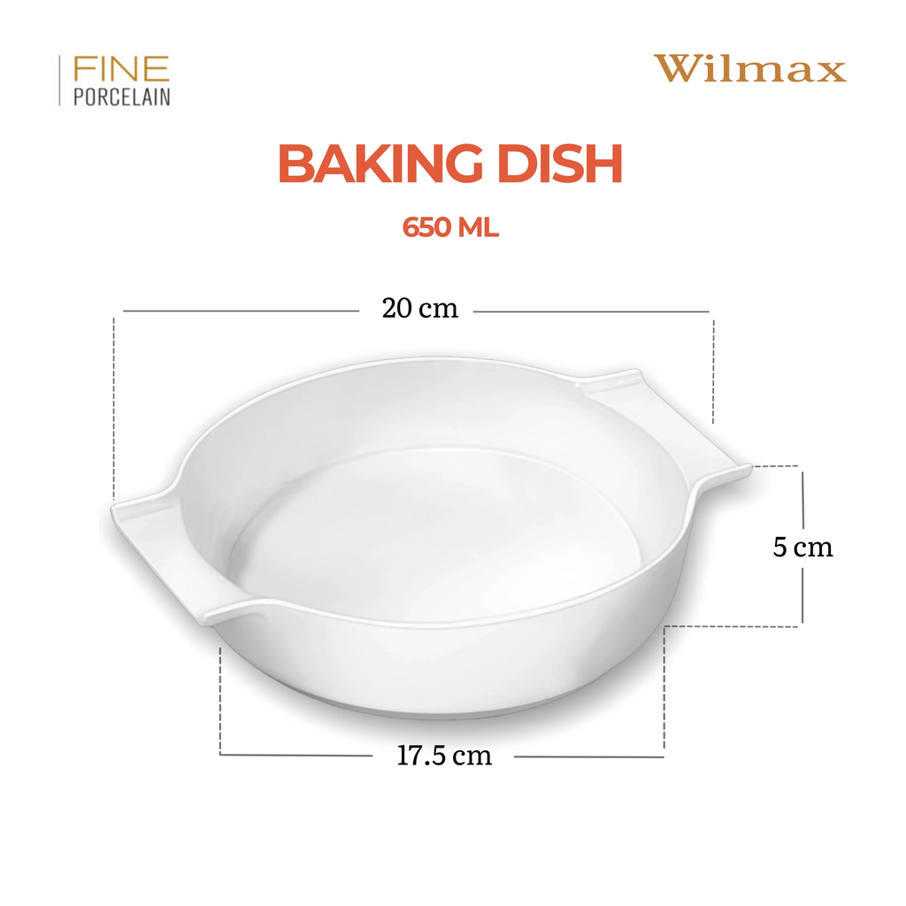 Wilmax Auflaufform mit Griffen 650 ml Weiß aus Porzellan