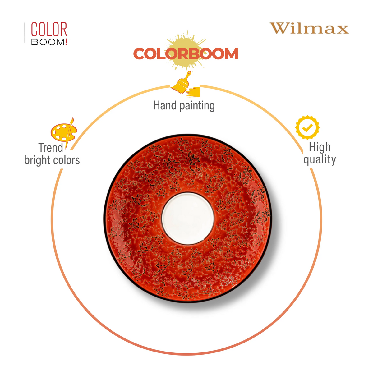 Wilmax Untertasse 15 cm Rot aus Porzellan