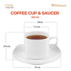 Wilmax Tasse mit Untertasse 200 ml quadratisch Weiß aus Porzellan