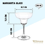 Wilmax Margaritaglas 280 ml Kristallglas Transparent 6er Set WL-888031/6A