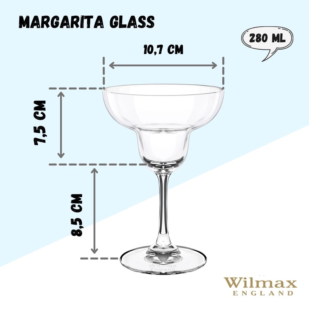 Wilmax Margaritaglas 280 ml Kristallglas Transparent 6er Set WL-888031/6A