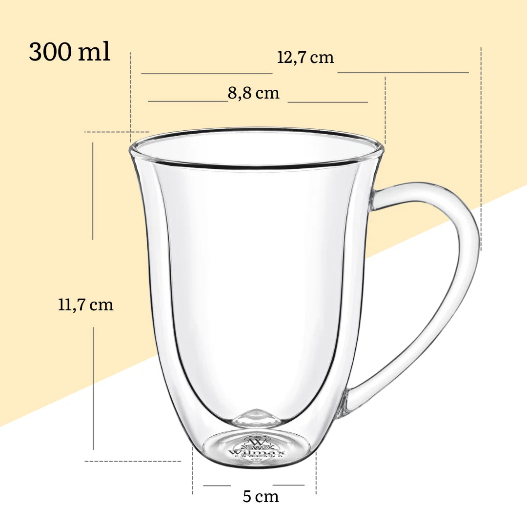 Wilmax Doppelwandiger Becher 300 ml Transparent aus Glas