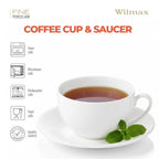 Wilmax Tasse mit Untertasse 250 ml Weiß aus Porzellan