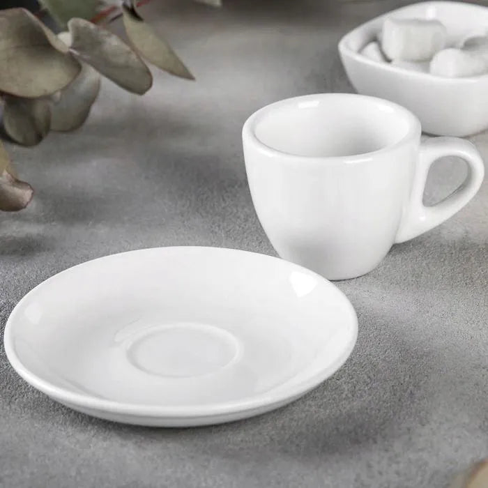 Wilmax Kaffeetasse mit Untertasse 110 ml 6er-Set Weiß aus Porzellan