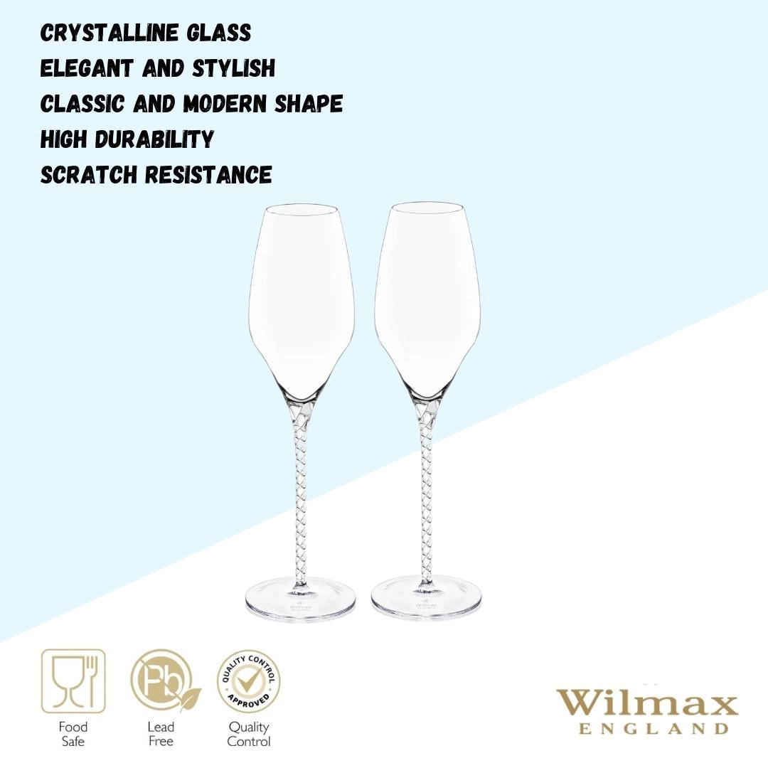 Wilmax Champagnerflöte 300 ml Kristallglas Transparent 2er Set WL-888104/2C