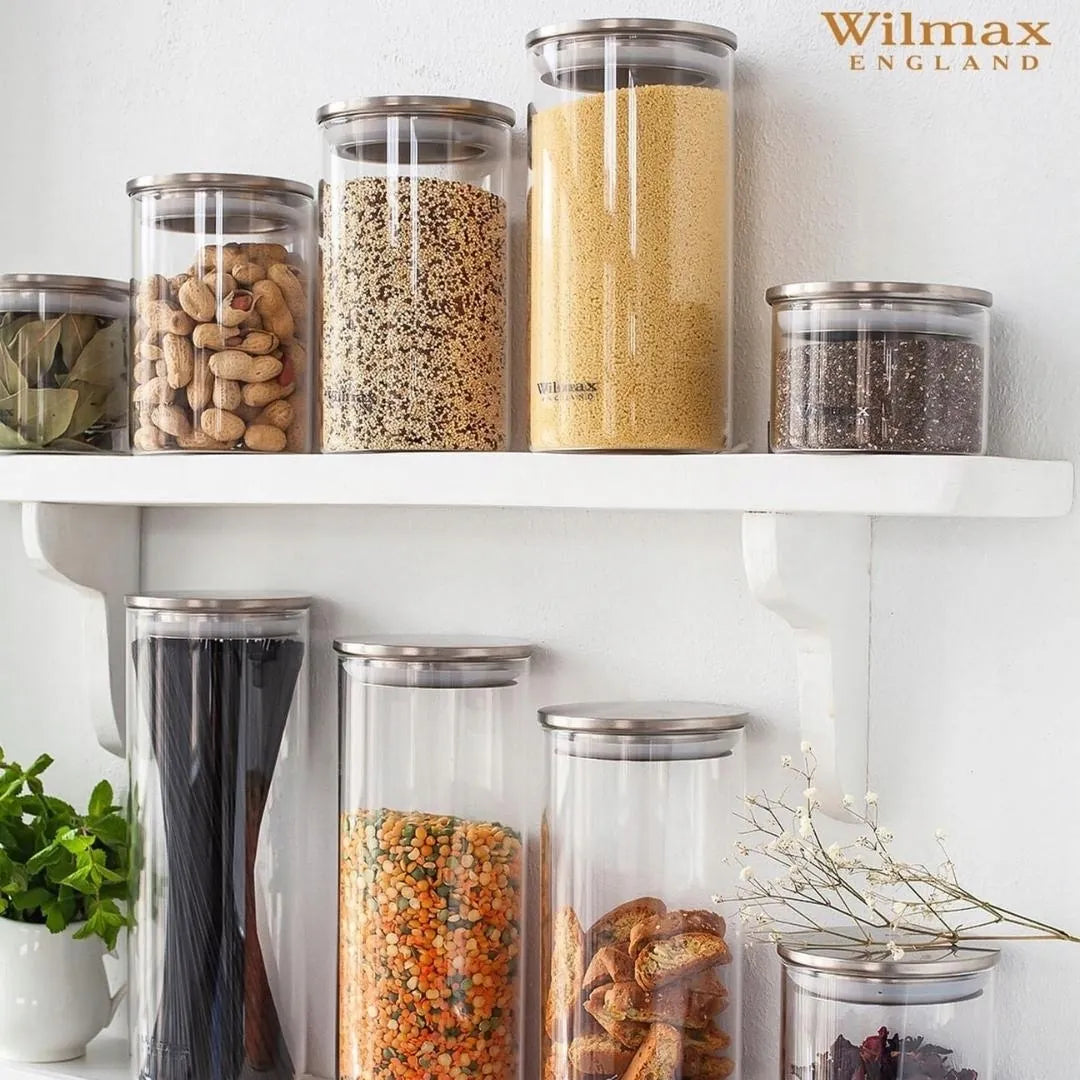 Wilmax Vorratsglas 1100 ml mit Edelstahldeckel Transparent