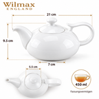 Wilmax Kaffee- und Teekanne mit integriertem Ausgusssieb 450 ml Weiß aus Porzellan