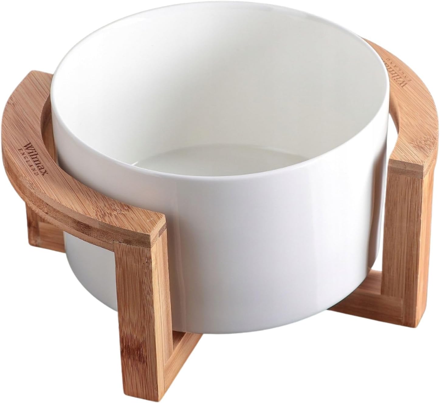 Wilmax Servierset 2-teilig mit Schüssel 18 cm mit Bambusständer Weiß aus Porzellan