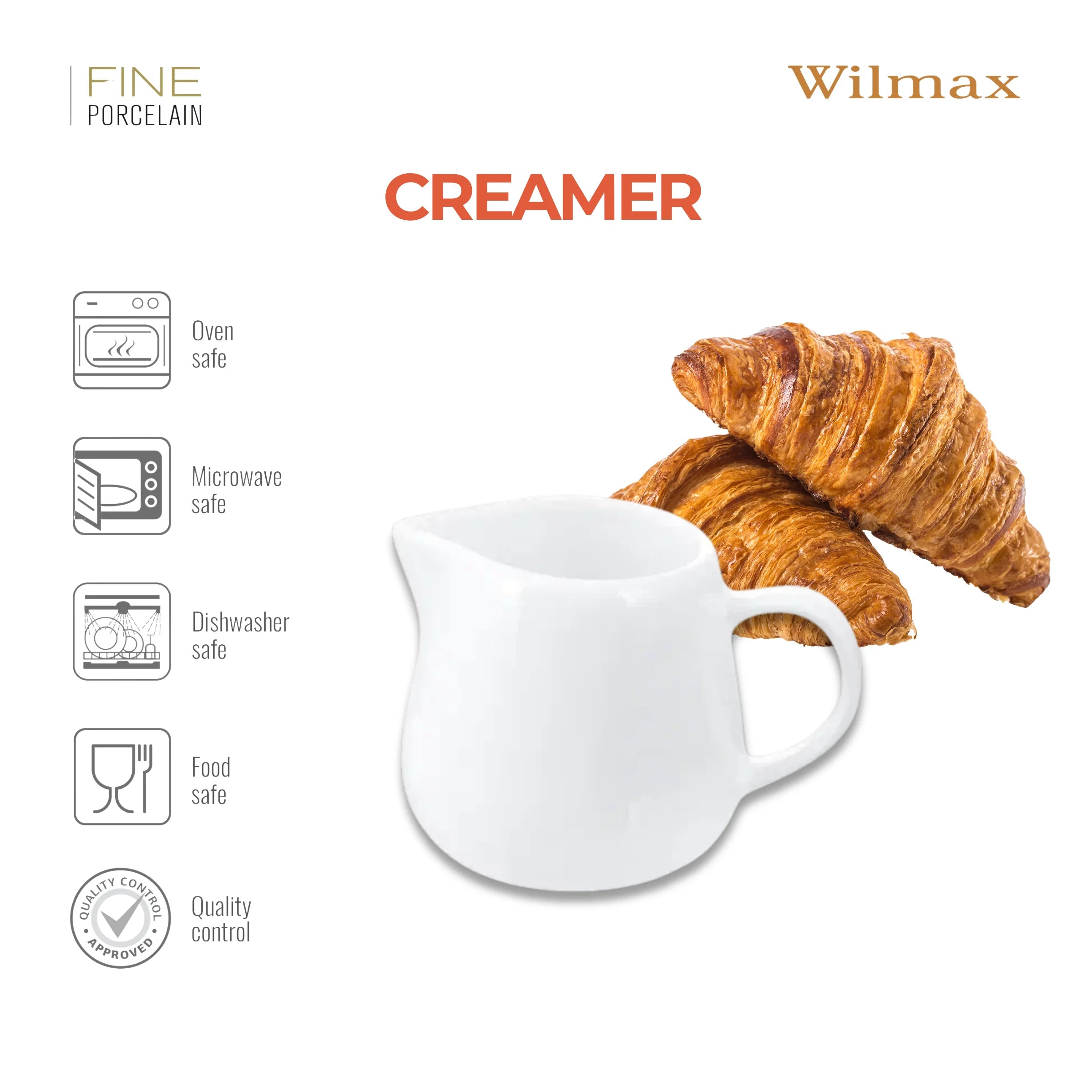 Wilmax Sahnekännchen 150 ml Weiß aus Porzellan