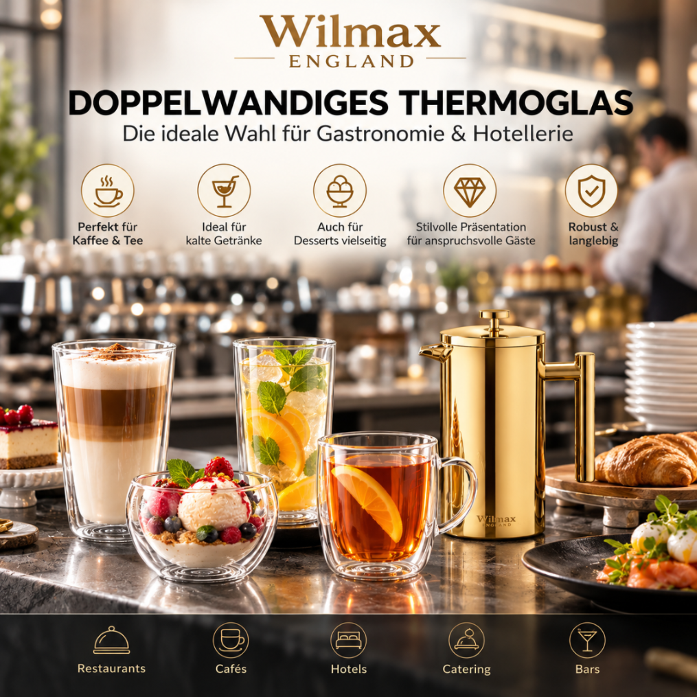 Wilmax Doppelwandiger Becher 400 ml 6er-Set Transparent